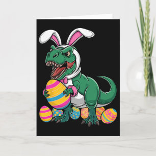 Easter Egg Hunt T Rex Dinosaur Bunny Happy Eastraw Card