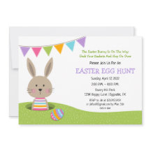 Easter Egg Hunt with Bunny with basket of Eggs Inv