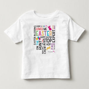 Easter Egg Hunt Word Cloud with Kid Name White Toddler T-Shirt