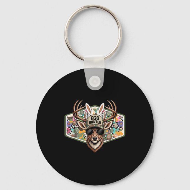 Easter Egg Hunter Camo Funny Easter Deer Buck Hunt Key Ring (Front)