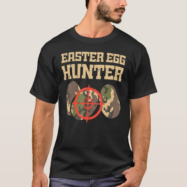 Easter Egg Hunter Camo Funny Hunting Boys Girls Ki T-Shirt (Front)