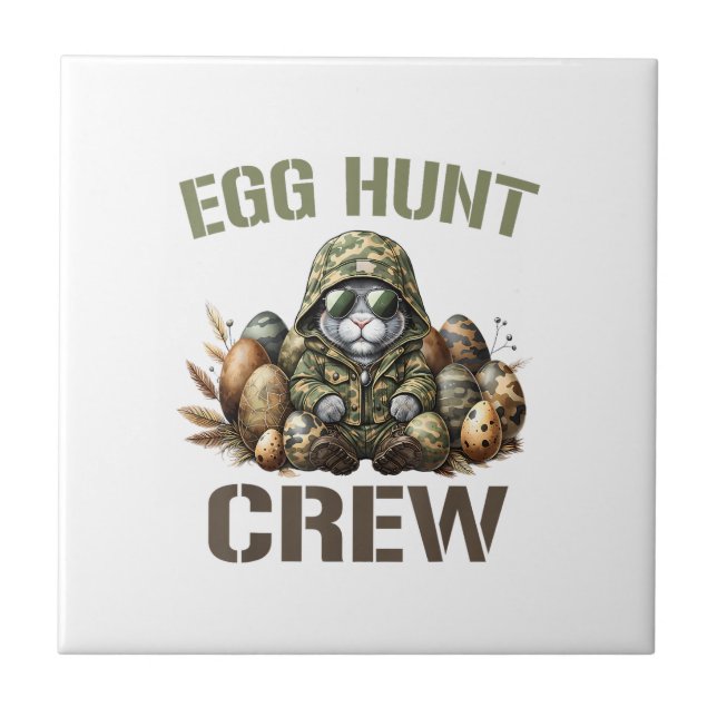Easter Egg Hunter Crew Camo Hunting Easter Day T-S Tile (Front)