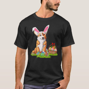 Easter Egg Hunting Bunny Cardigan Welsh Corgi Dog T-Shirt