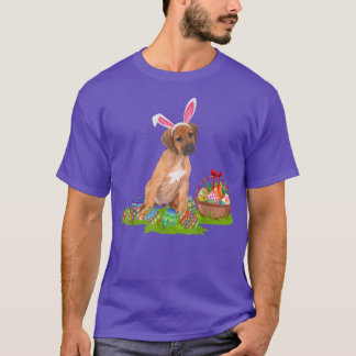Easter Egg Hunting Bunny Rhodesian Ridgeback Dog E T-Shirt