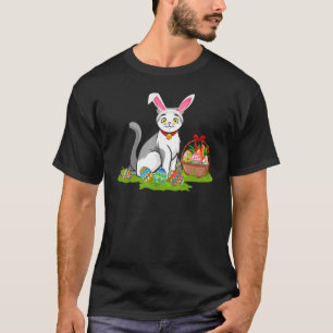 Easter Egg Hunting Bunny Scottish Fold Cat Easter  T-Shirt
