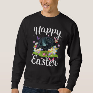 Easter Egg Hunting Floral Guinea Fowl Bird Easter Sweatshirt