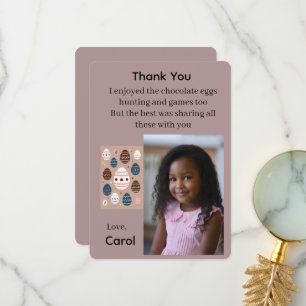 Easter Egg Hunting Girl Photo Thank You Card