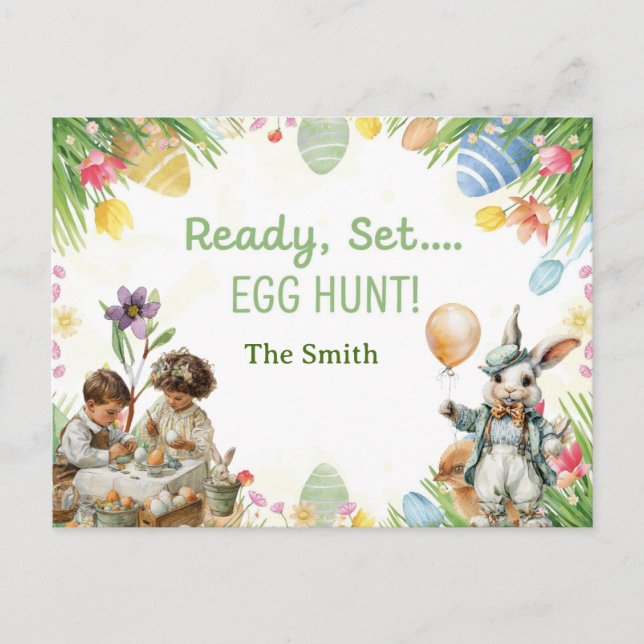 Easter egg hunting invitation  (Front)