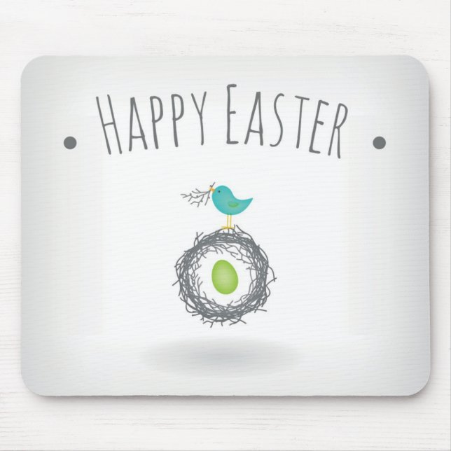 Easter Egg in Bird Nest Greeting Card Mouse Mat (Front)