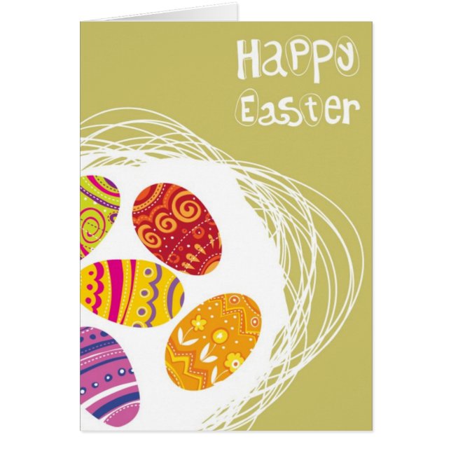 Easter Egg in Nest on Green Background (Front)