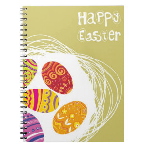 Easter Egg in Nest on Green Background Notebook