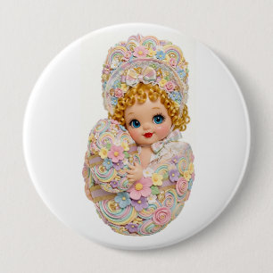 Easter Egg Kewpie in Bonnet Badge Extra Large