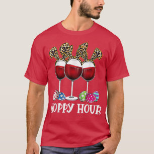 Easter Egg Leoppard Bunny Wine Drinking  T-Shirt