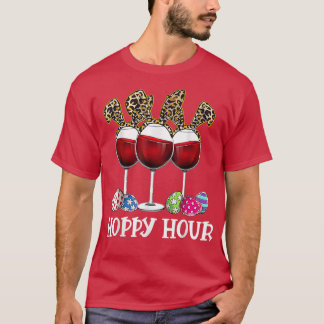 Easter Egg Leoppard Bunny Wine Drinking  T-Shirt