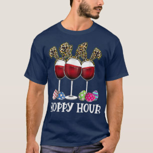 Easter Egg Leoppard Bunny Wine Drinking T-Shirt