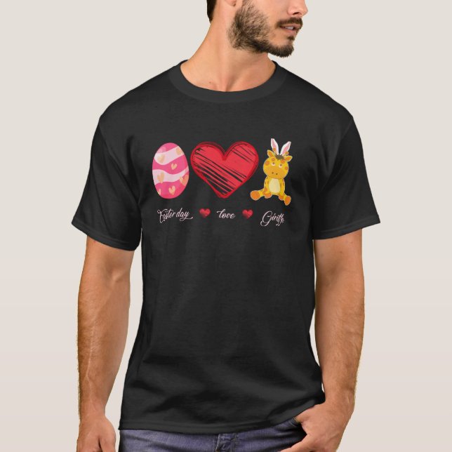 Easter Egg Love Giraffe Bunny Animal Pet  Day T-Shirt (Front)