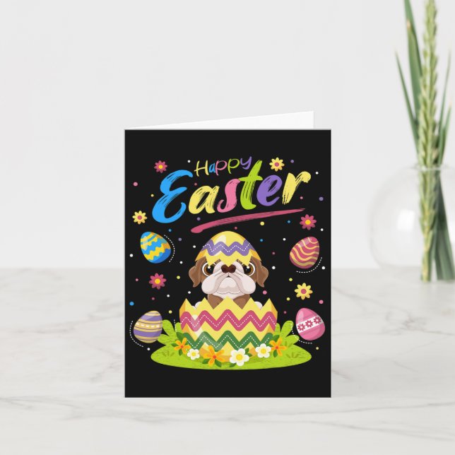 Easter Egg Lover American Bulldog Happy Easter  Card (Front)