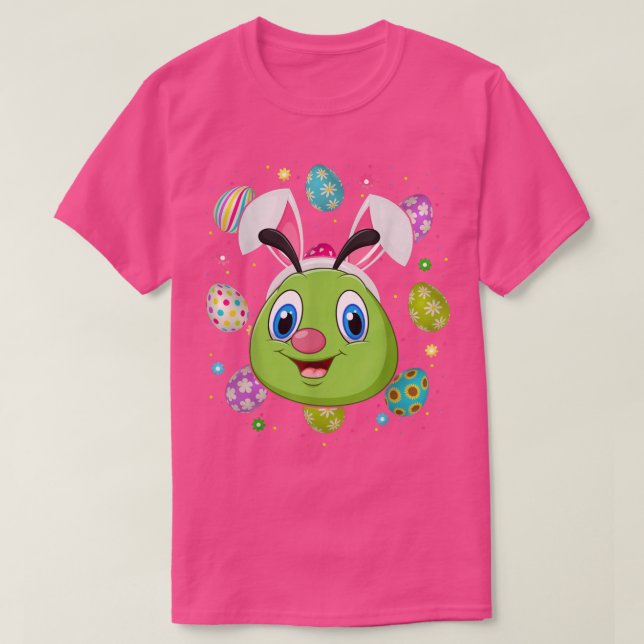 Easter Egg Lover Bunny Ear Caterpillar Face Easter T-Shirt (Design Front)