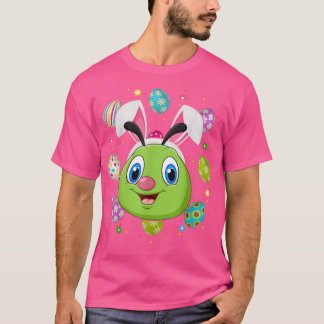 Easter Egg Lover Bunny Ear Caterpillar Face Easter T-Shirt