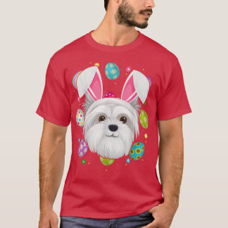 Easter Egg Lover Bunny Ear Maltese Dog Face Easter T-Shirt