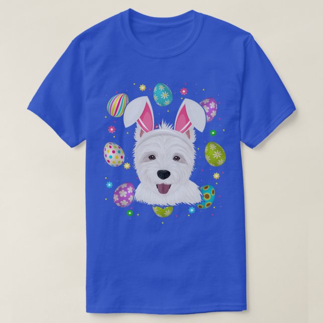 Easter Egg Lover Bunny Ear Westie Dog Face Easter  T-Shirt (Design Front)