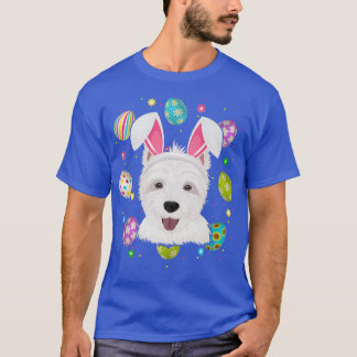 Easter Egg Lover Bunny Ear Westie Dog Face Easter  T-Shirt