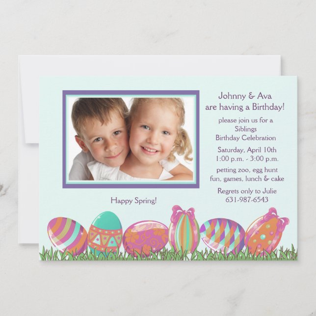 Easter Egg March Photo Birthday Party  Invitation (Front)