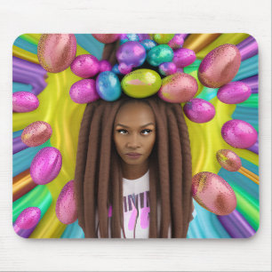 Easter Egg Melanin Woman Black Girl Magic Rainbow Mouse Mat