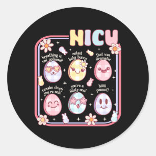 Easter Egg NICU Nurse Groovy Neonatal Intensive Classic Round Sticker