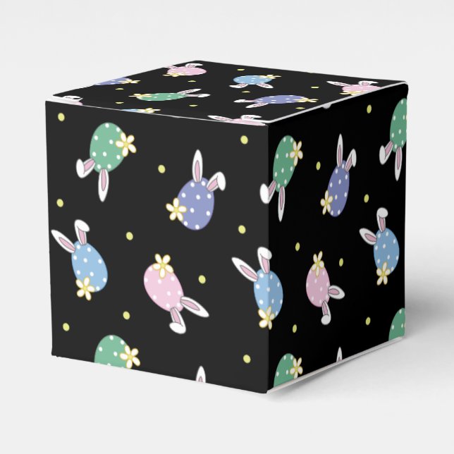  Easter Egg Pattern Favour Box - Black and Pastel (Front Side)