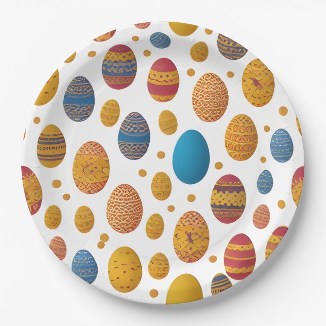 Easter Egg Pattern Paper Plate (Front)