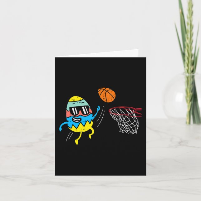 Easter Egg Playing Basketball Cute Sports Men Boys Card (Front)