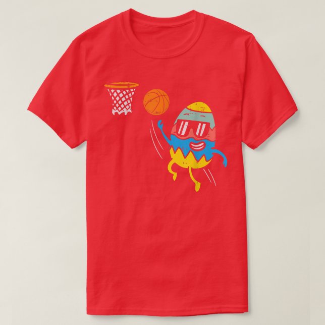 Easter Egg Playing Basketball Cute Sports Men Boys T-Shirt (Design Front)