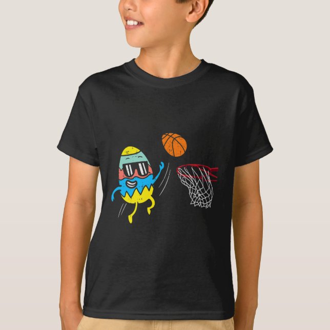 Easter Egg Playing Basketball Cute Sports Men Boys T-Shirt (Front)