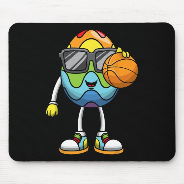 Easter Egg Playing Basketball Sports Boys Men Kids Mouse Mat (Front)