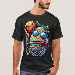 Easter Egg Playing Basketball Sports Boys Men Kids T-Shirt