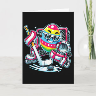 Easter Egg Playing Hockey Goalie Bunny Toddlers Ki Card