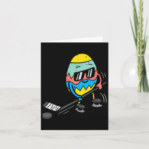 Easter Egg Playing Ice Hockey Cute Sports Men Boys Card