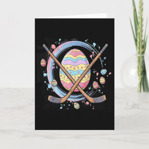 Easter Egg Playing Ice Hockey Cute Sports Men Boys Card
