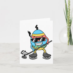Easter Egg Playing Ice Hockey Cute Sports Men Boys Card