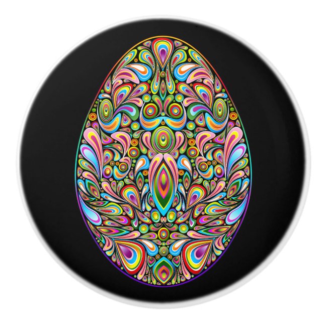 Easter Egg Psychedelic Design Kids Organic T-Shirt Ceramic Knob (Front)