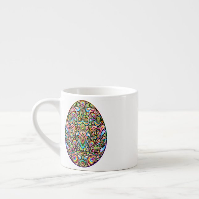 Easter Egg Psychedelic Design Kids Organic T-Shirt Espresso Cup (Left)