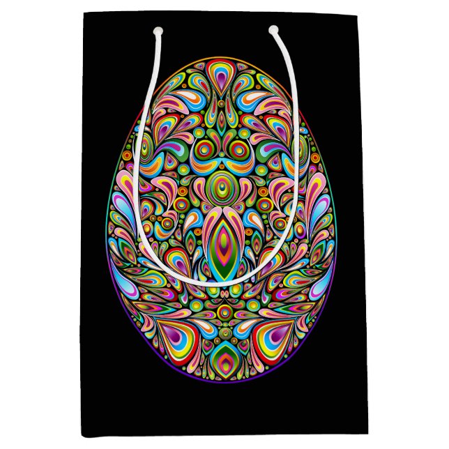 Easter Egg Psychedelic Design Kids Organic T-Shirt Medium Gift Bag (Front)