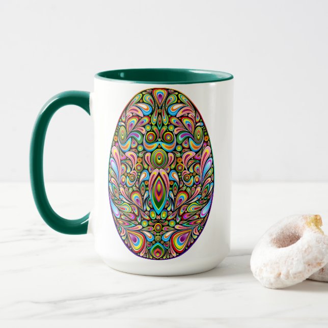 Easter Egg Psychedelic Design Kids Organic T-Shirt Mug (With Donut)