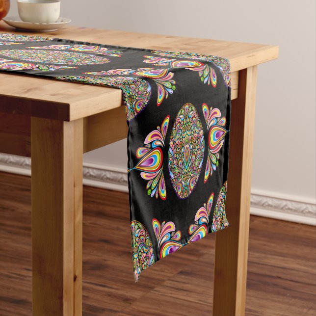Easter Egg Psychedelic Design Kids Organic T-Shirt Short Table Runner (In Situ)