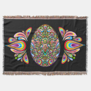 Easter Egg Psychedelic Design Kids Organic T-Shirt Throw Blanket