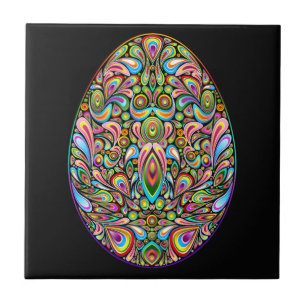 Easter Egg Psychedelic Design Kids Organic T-Shirt Tile