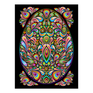 Easter Egg Psychedelic Design Poster