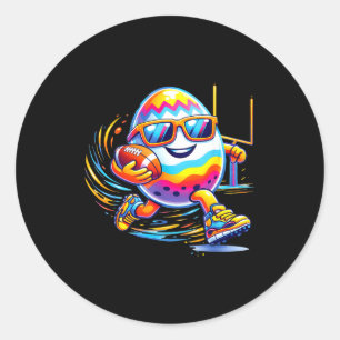 Easter egg quarterback funny football boys kids classic round sticker