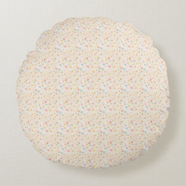 Easter Egg Seamless Fabric – Pastel Cute  Round Cushion (Front)